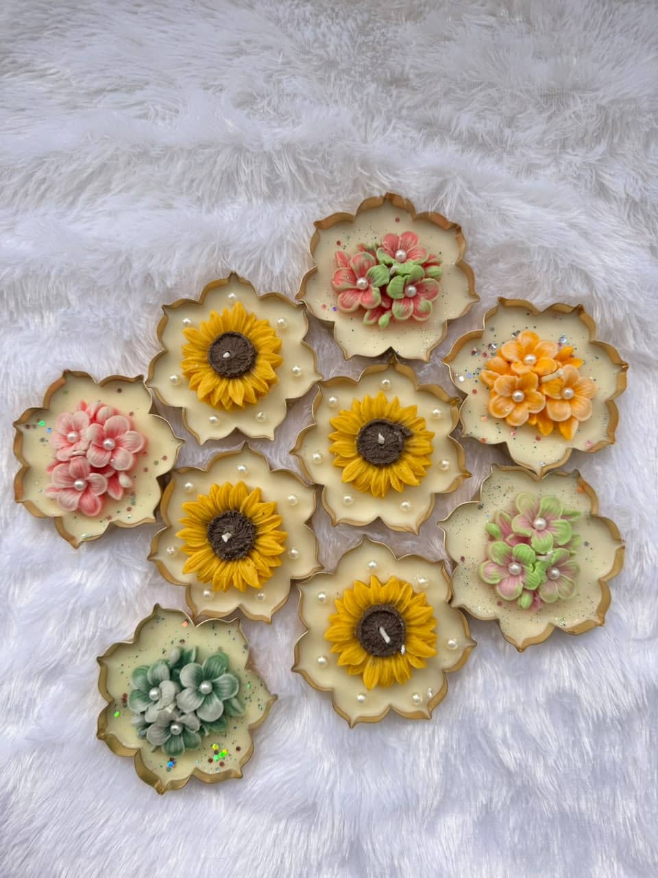 Sunflower Lotus Diya Candles