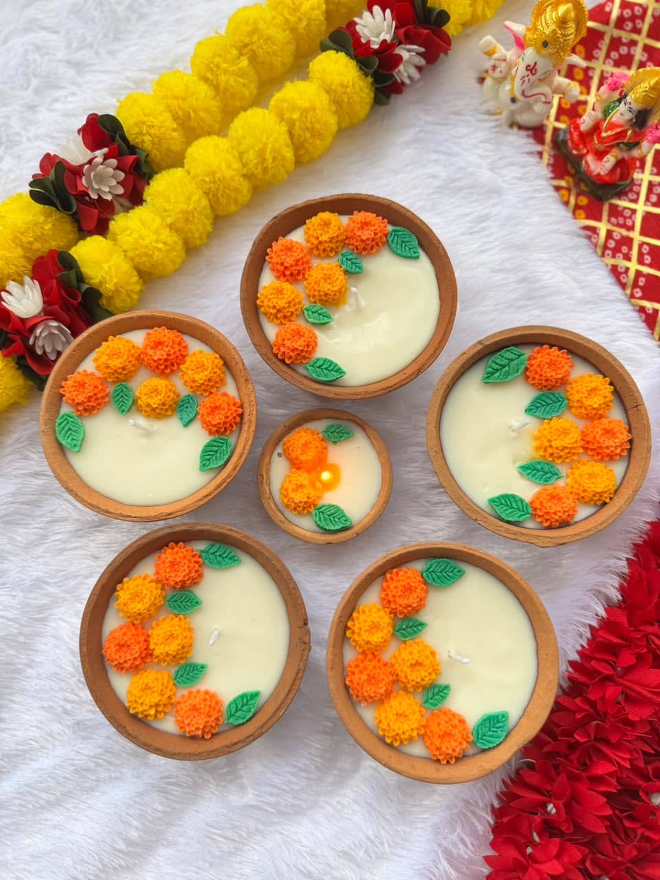 Marigold Diya Set